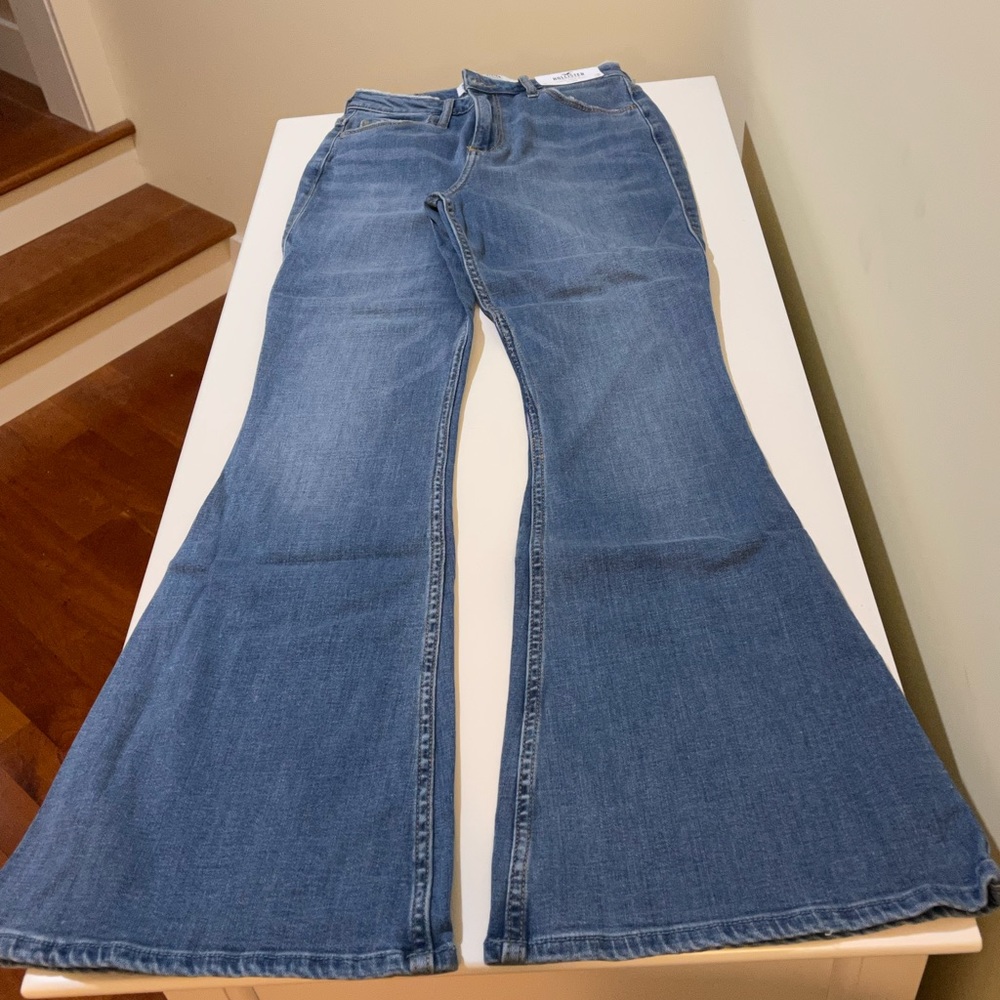 Hollister, light blue flare jeans.